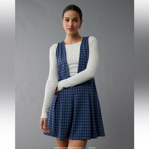 Blue Plaid Pinafore Dress